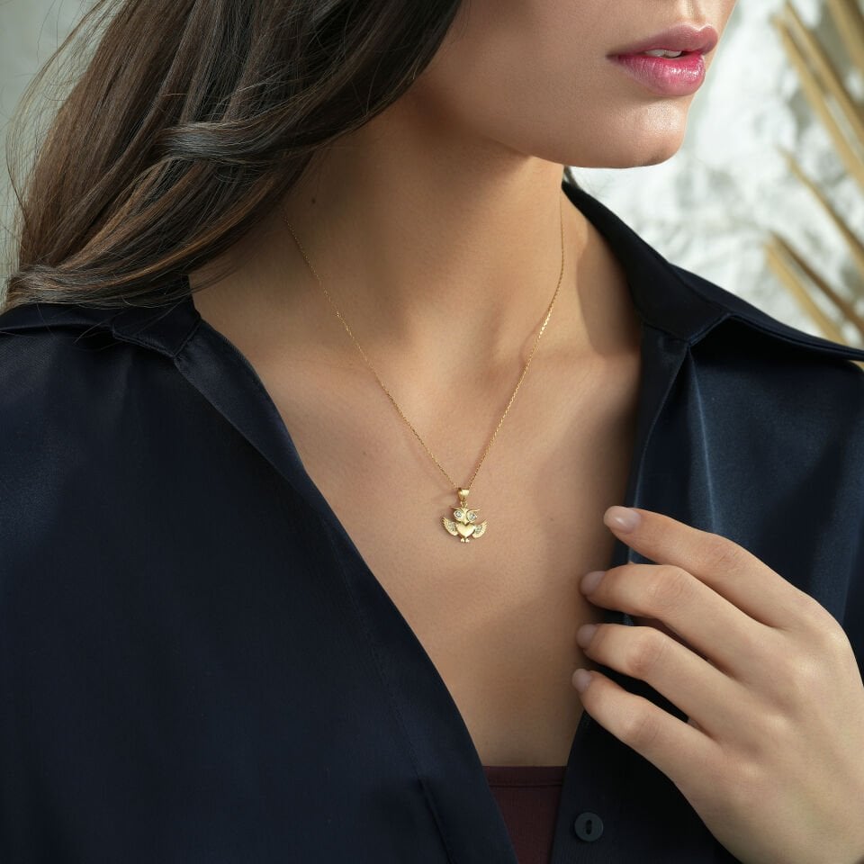 Baykuş Taşlı Kolye