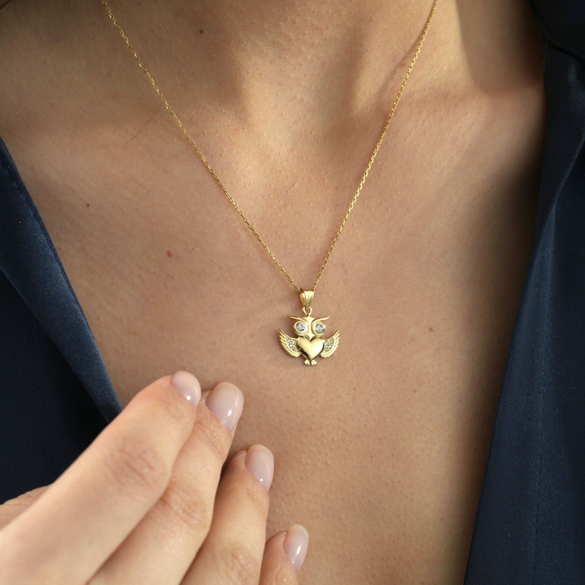 Baykuş Taşlı Kolye