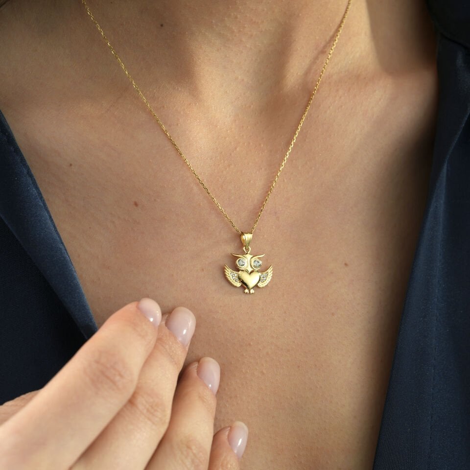 Baykuş Taşlı Kolye