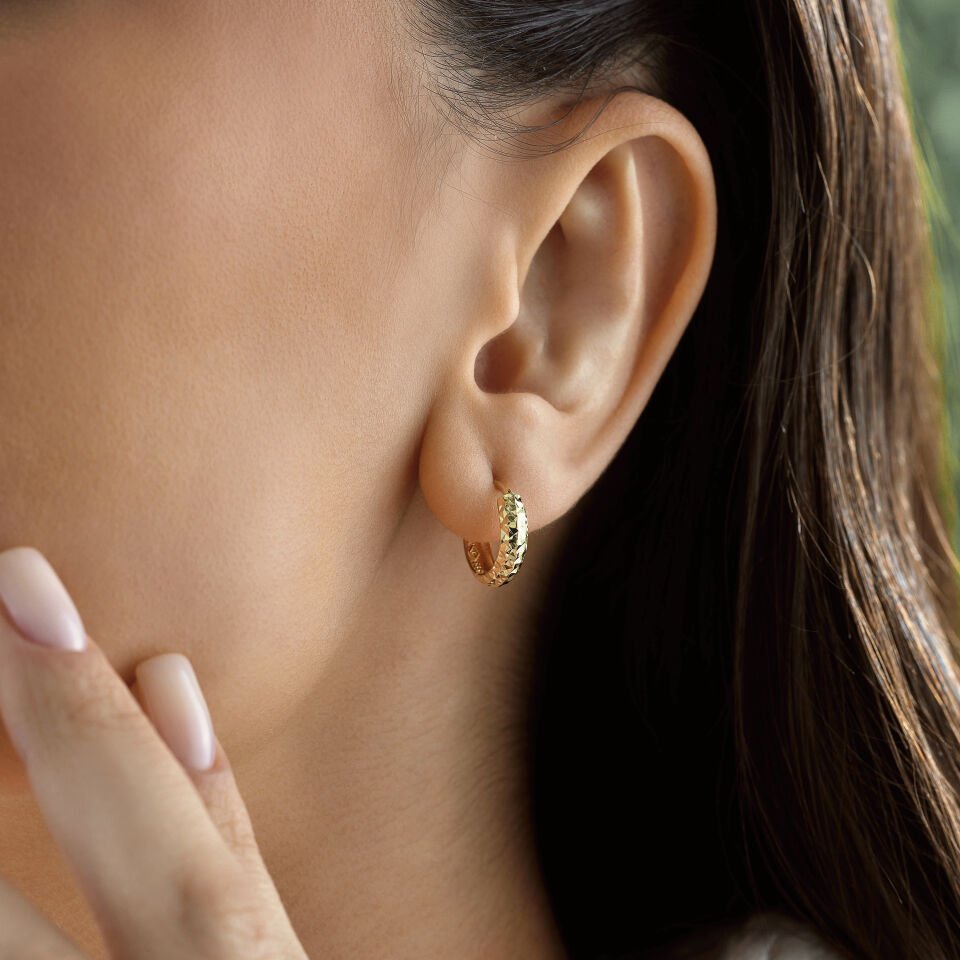 Kristal Desenli Minimal Küpe