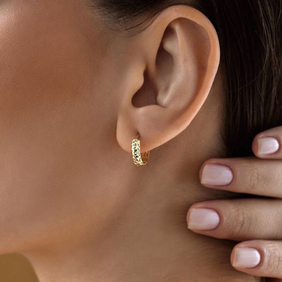 Kristal Desenli Minimal Küpe