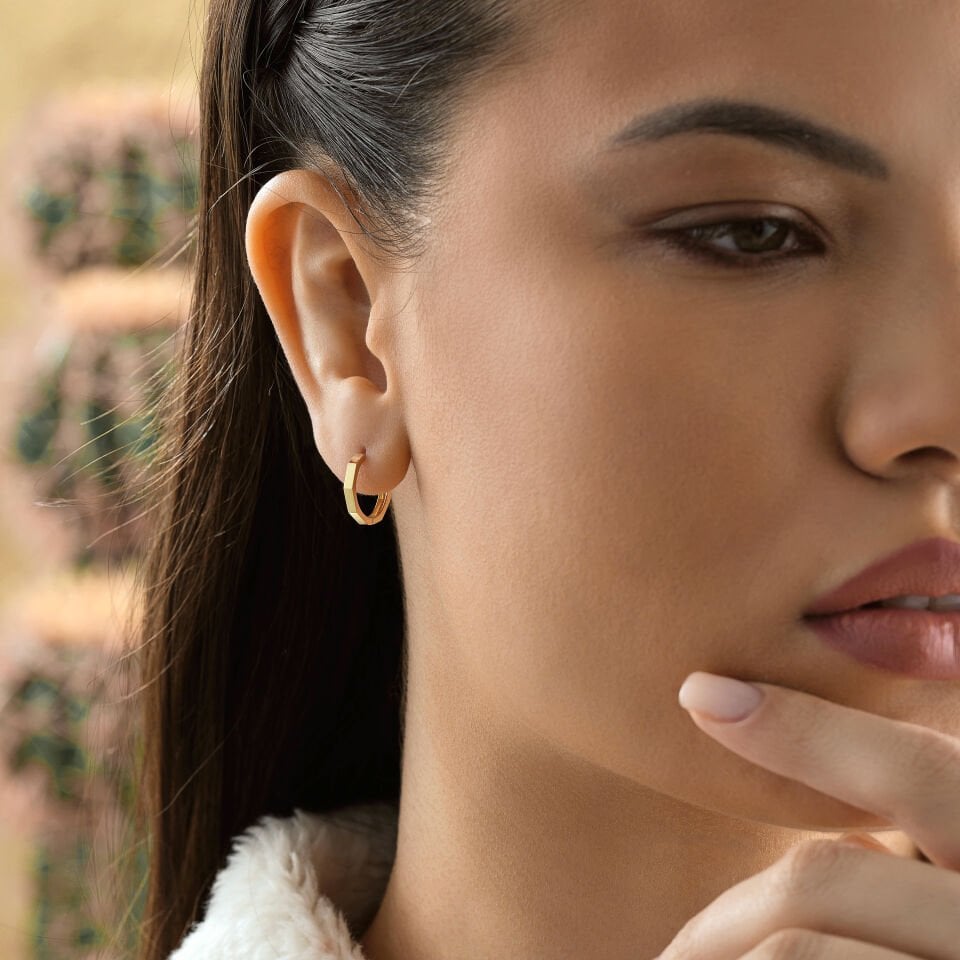 Medium Köşeli Minimal Küpe