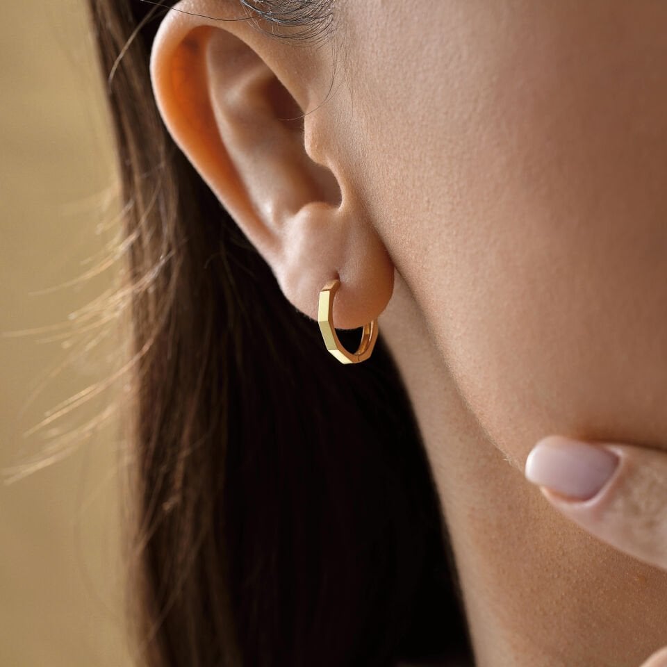 Medium Köşeli Minimal Küpe