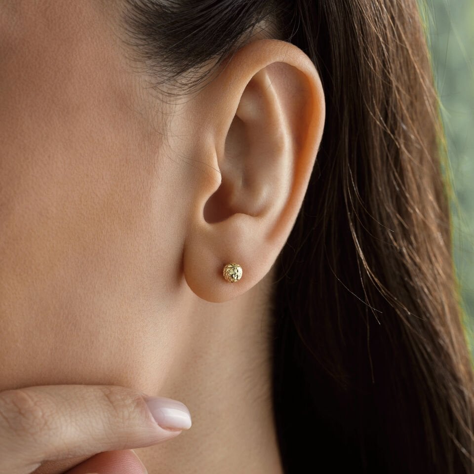 Kristal Desenli Top Küpe