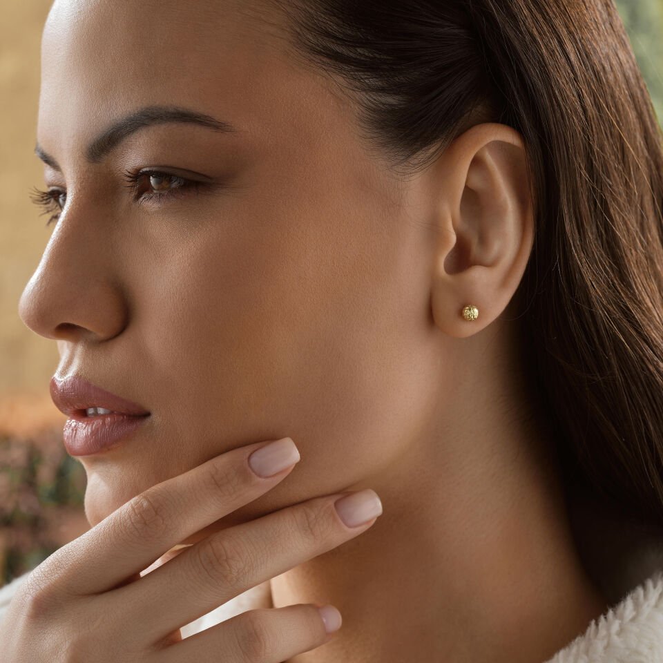 Kristal Desenli Top Küpe