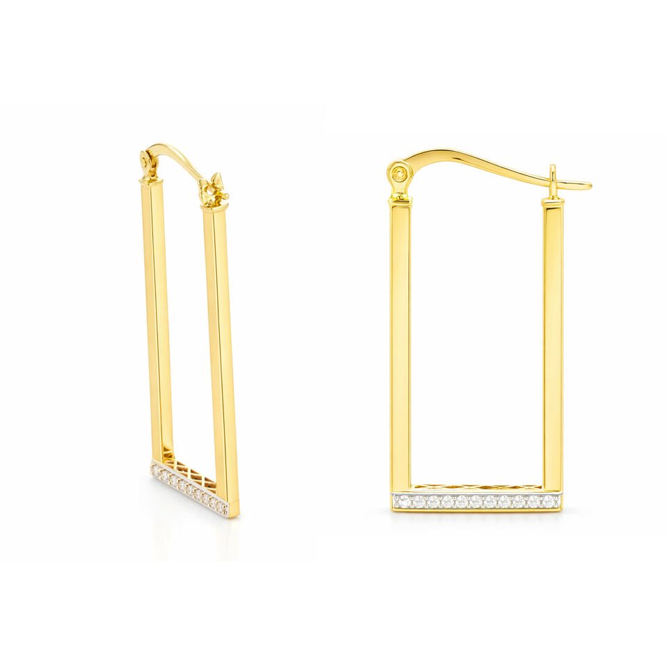 Taşlı Dikdörtgen Küpe