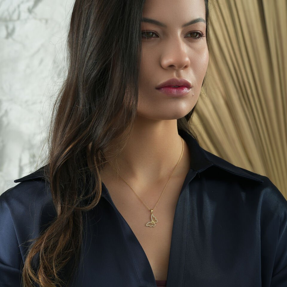 Taşlı Kelebek Kolye