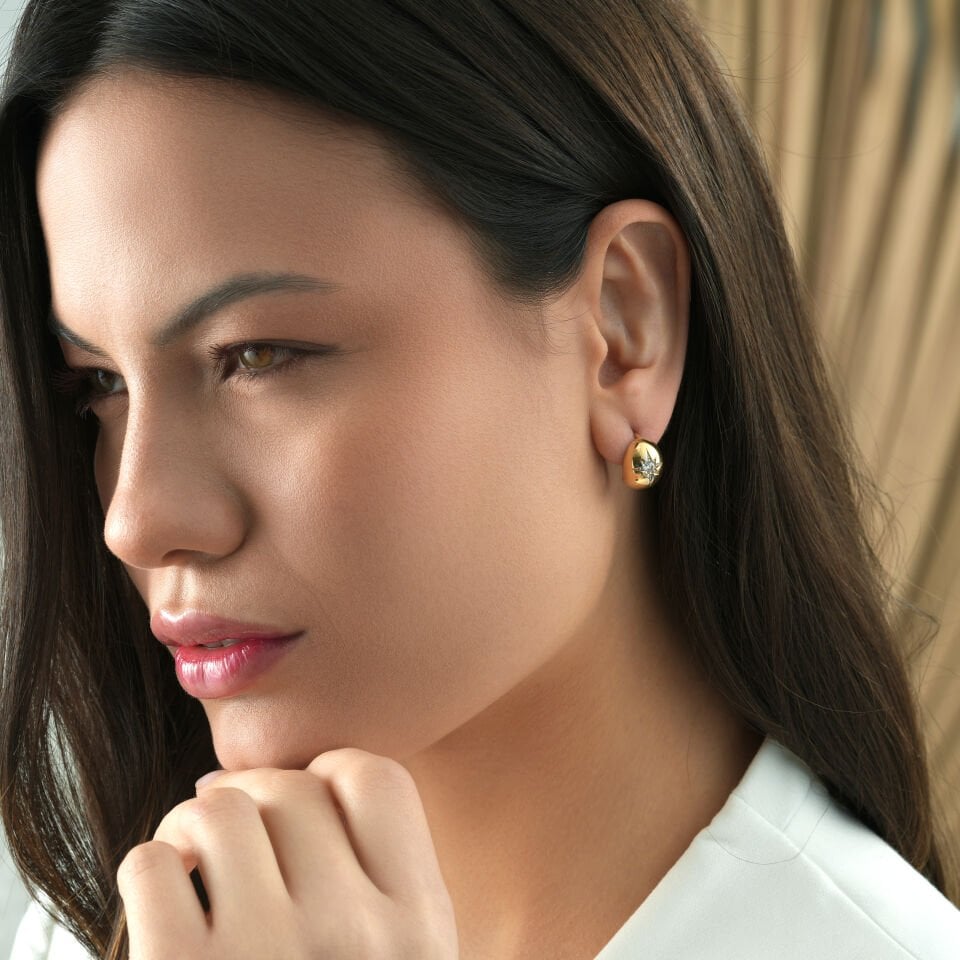 Kutup Yıldızı Taşlı Küpe