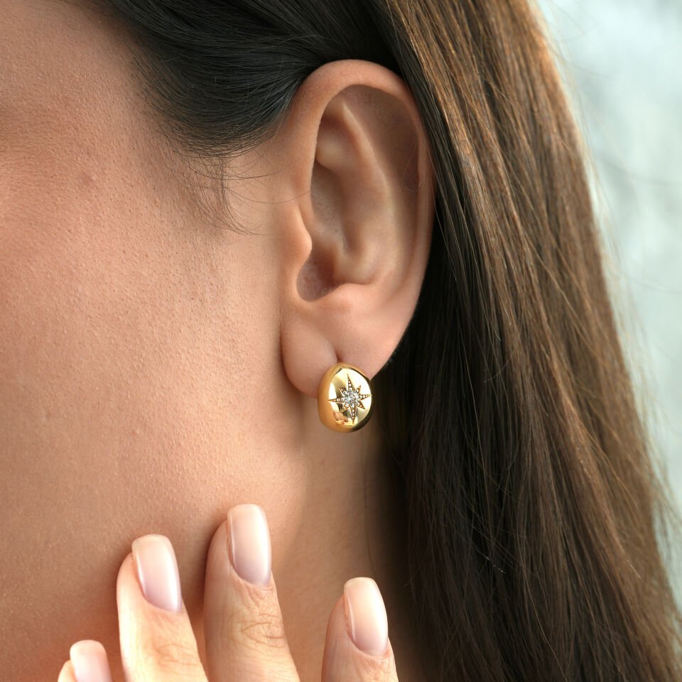 Kutup Yıldızı Taşlı Küpe