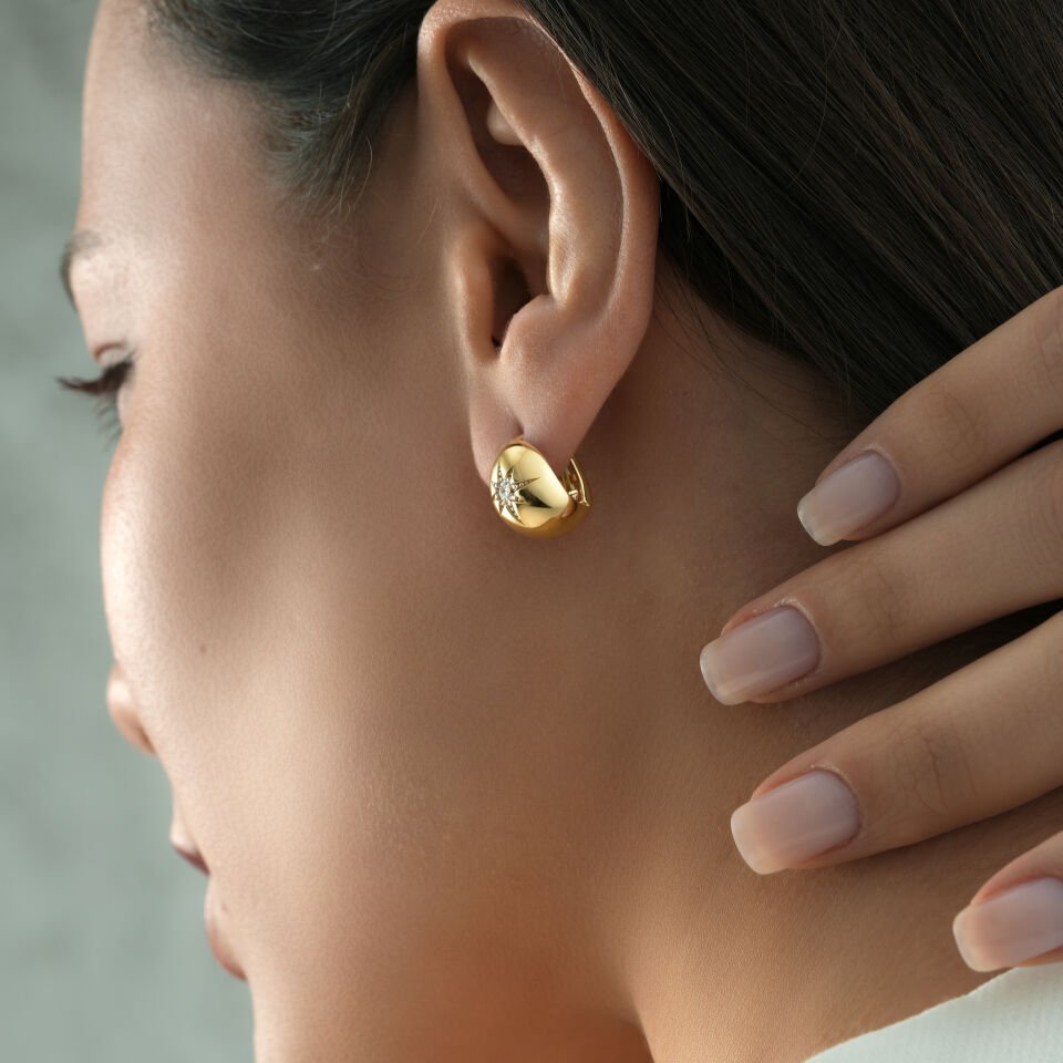 Kutup Yıldızı Taşlı Küpe