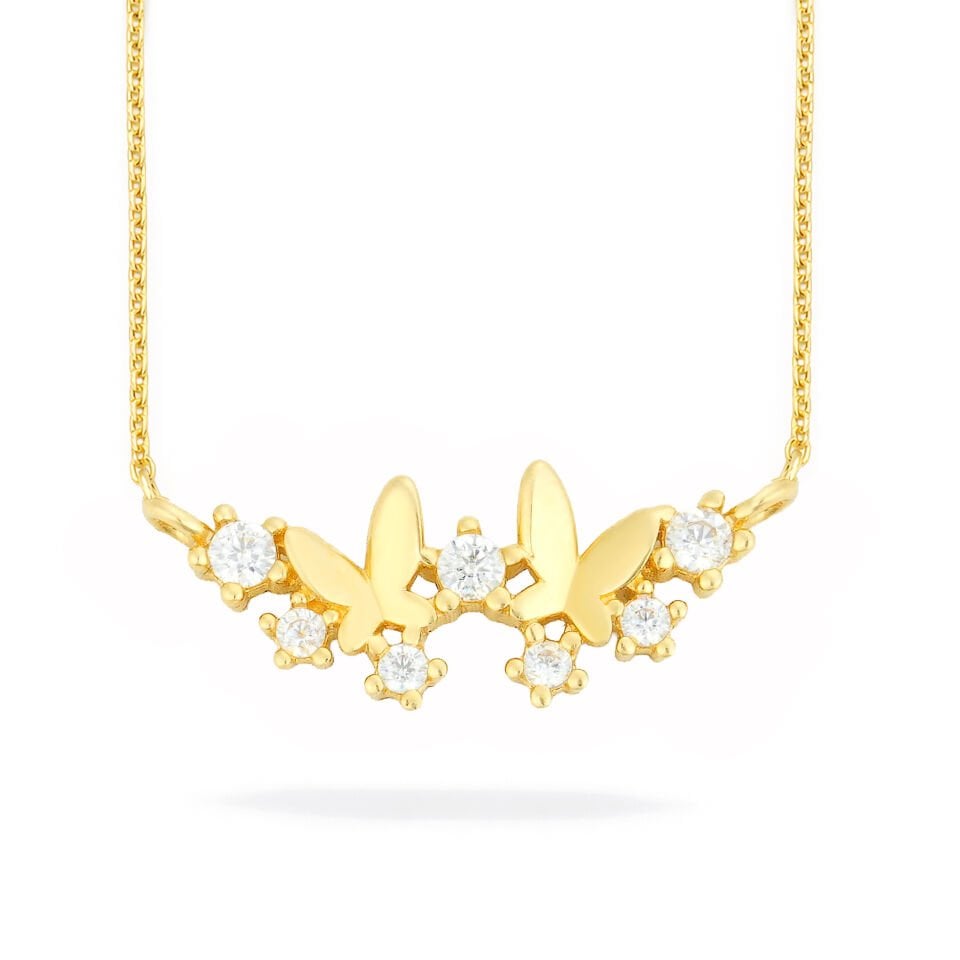 Mini Taşlı Kelebek Kolye