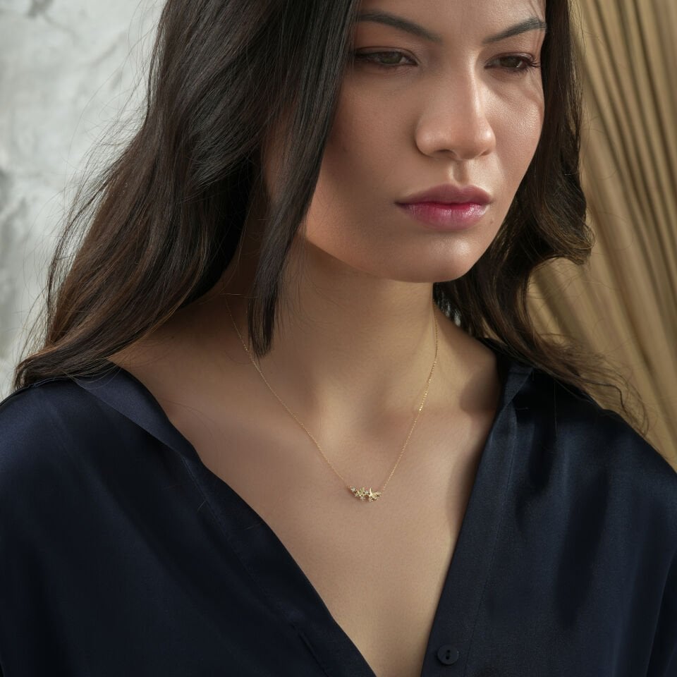 Mini Taşlı Kelebek Kolye