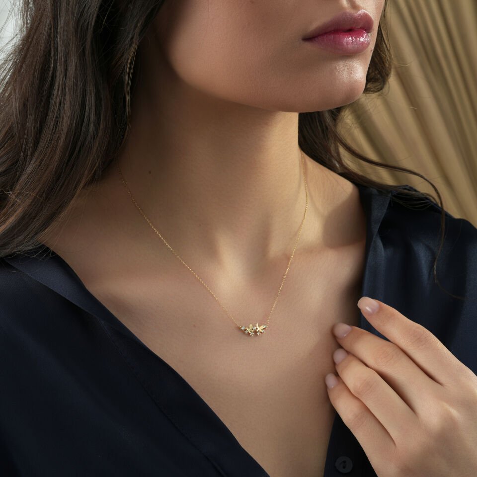 Mini Taşlı Kelebek Kolye