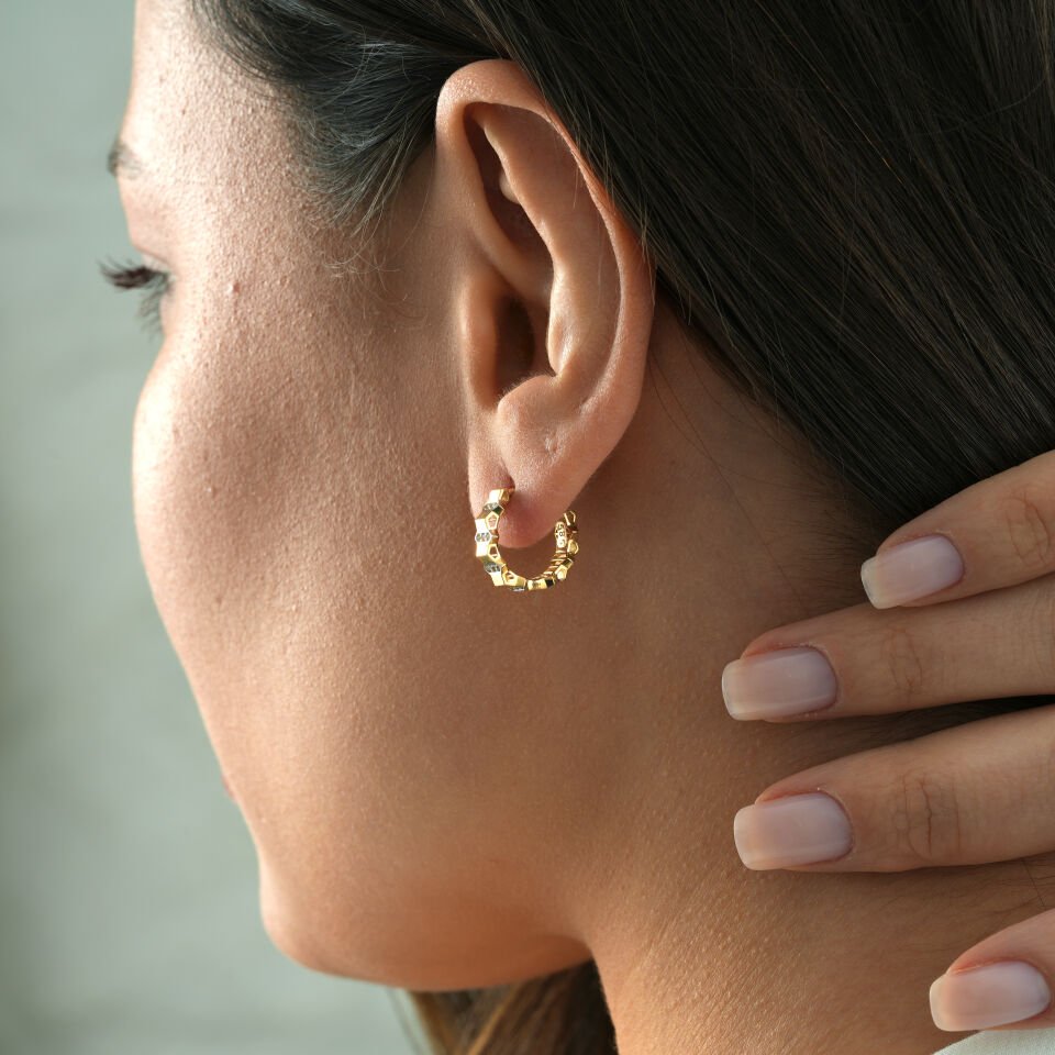 Taşlı Ruffles Küpe