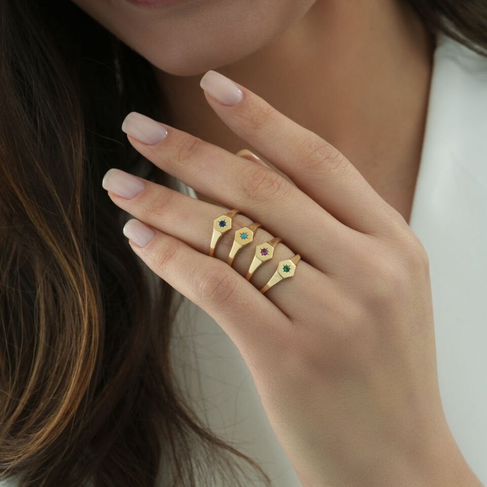 Renkli Taşlı Şovalye Yüzük