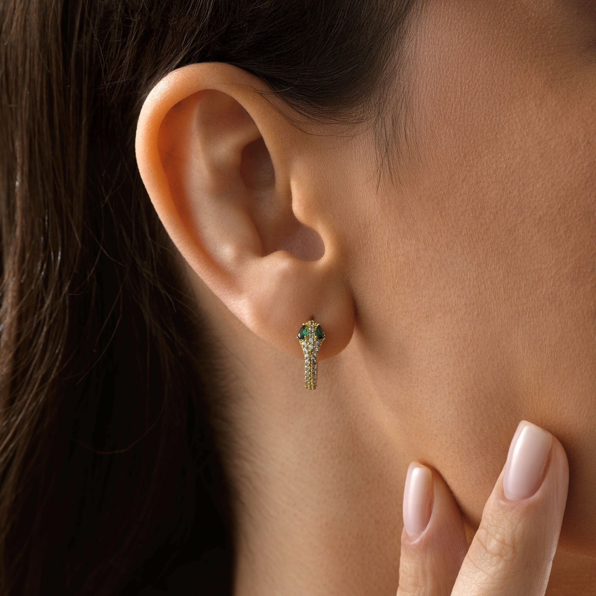 Taşlı Yılan Küpe