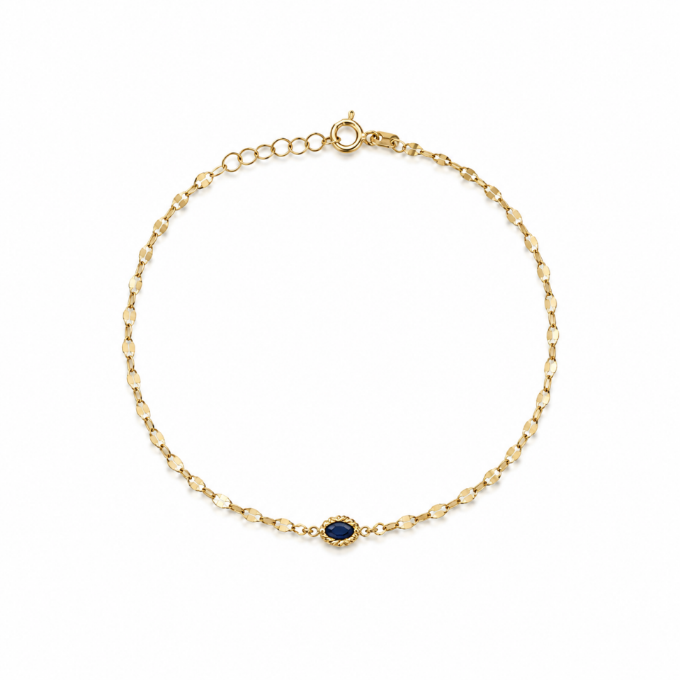 Safir Taşlı Oval Bileklik