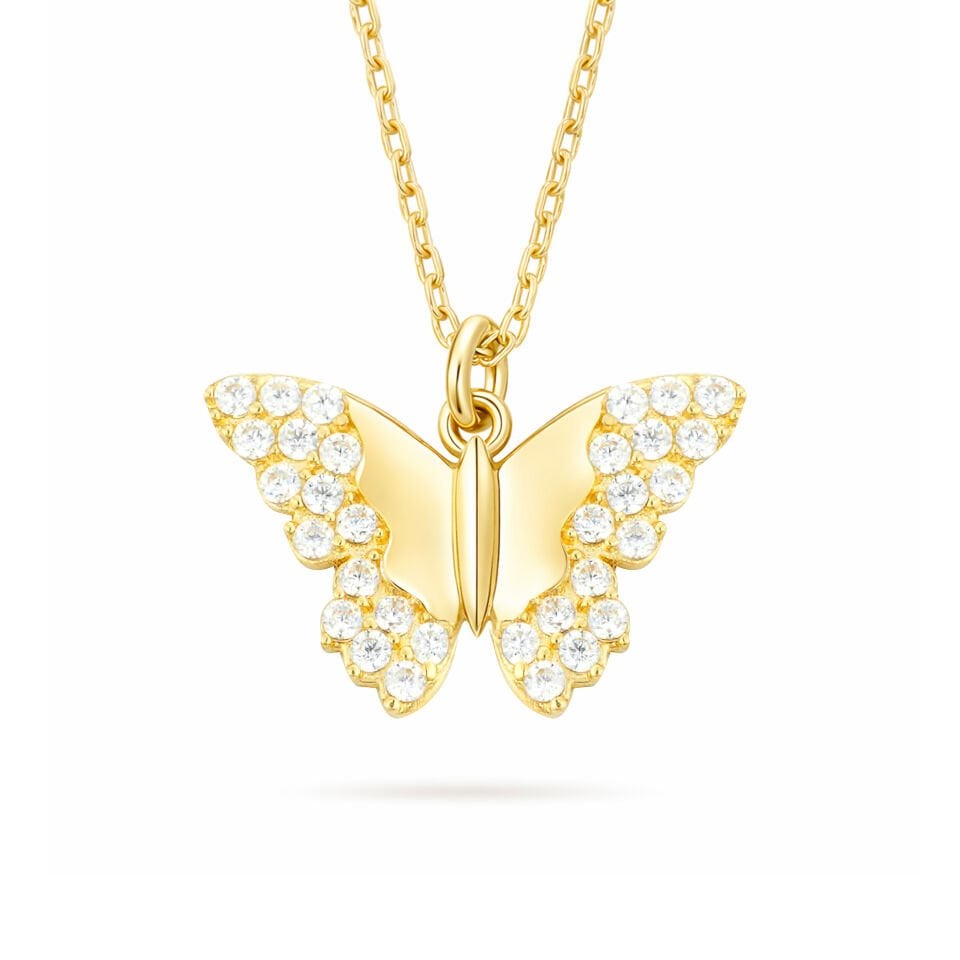 Taşlı Kelebek Kolye
