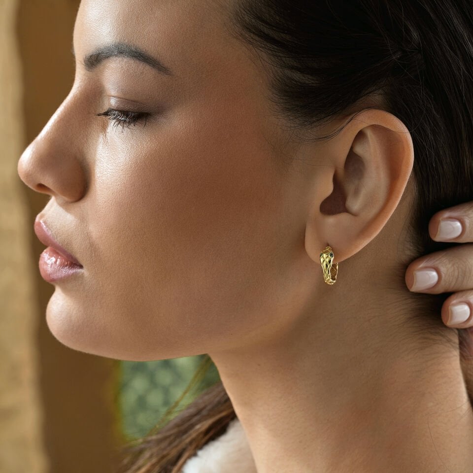 Yeşil Gözlü Yılan Küpe