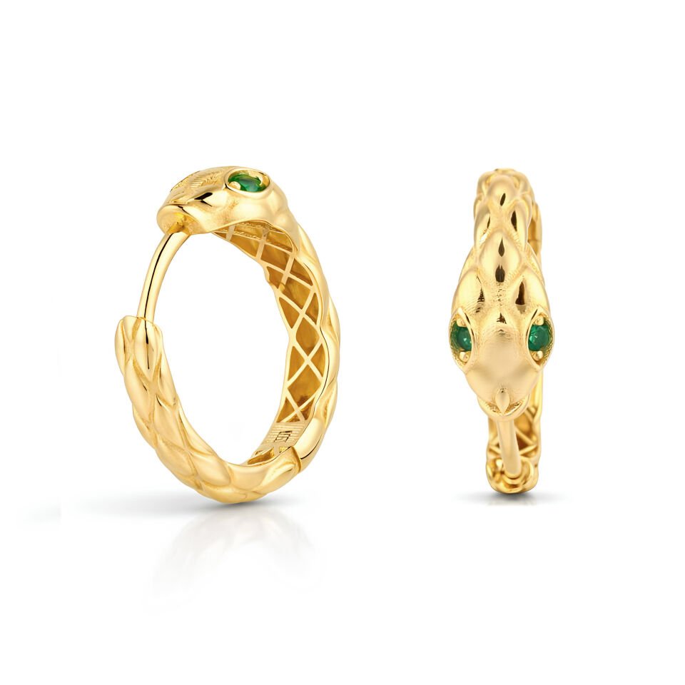 Yeşil Gözlü Yılan Küpe