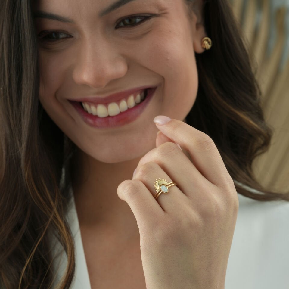 Opal Taşlı Güneş Yüzük