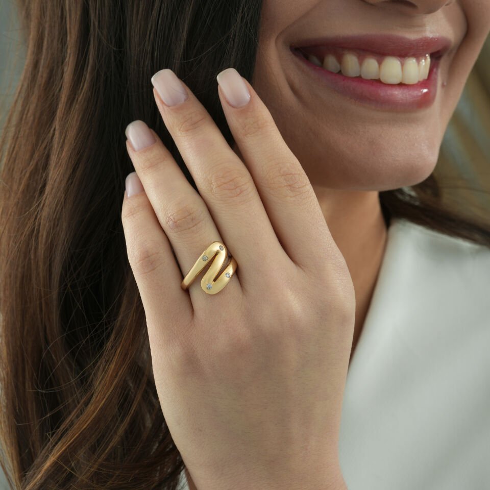 Taşlı Zig Zag Yüzük