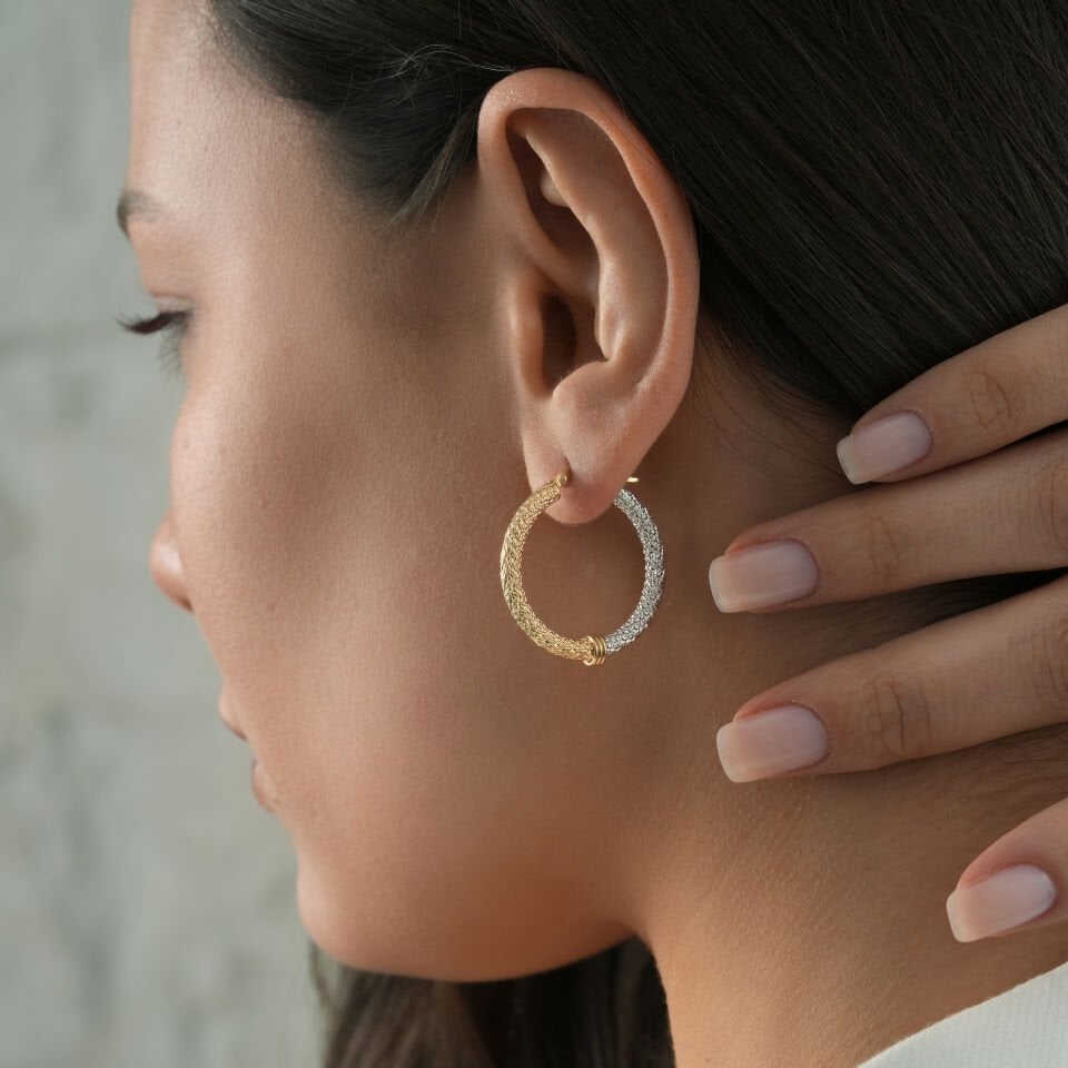 İki Renkli Simli Küpe