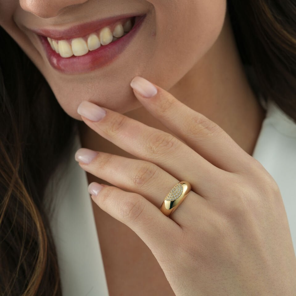 Taşlı Dome Fantezi Yüzük