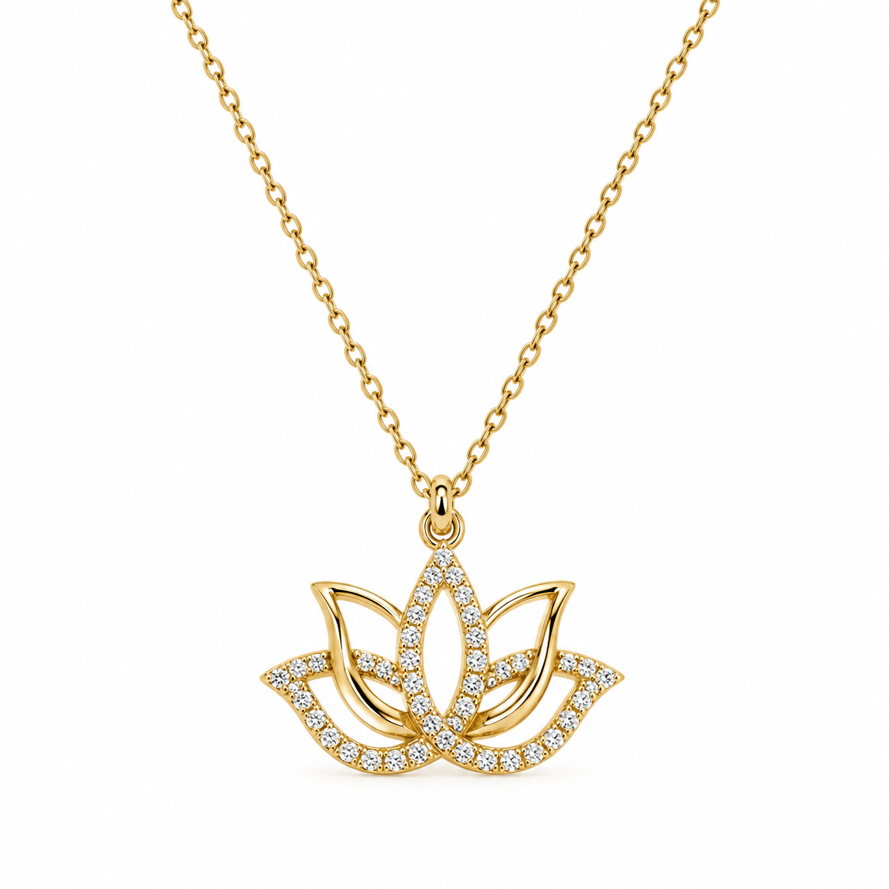 Taşlı Lotus Kolye