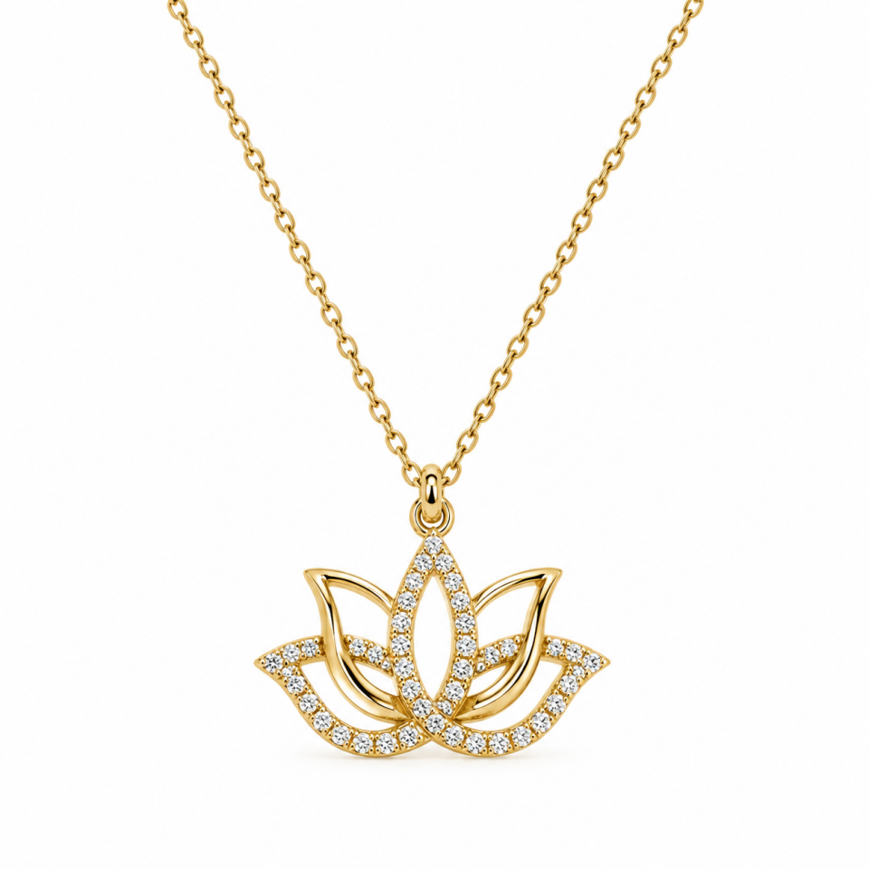 Taşlı Lotus Kolye